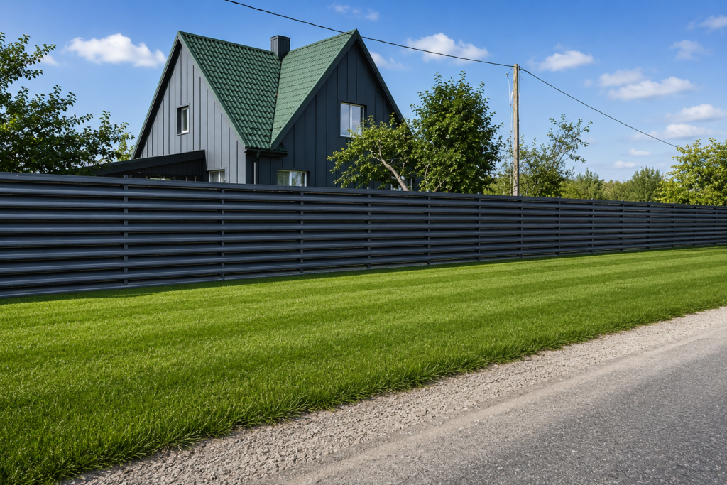Luxury garden fence with modern horizontal panels