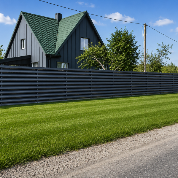 Luxury garden fence with modern horizontal panels